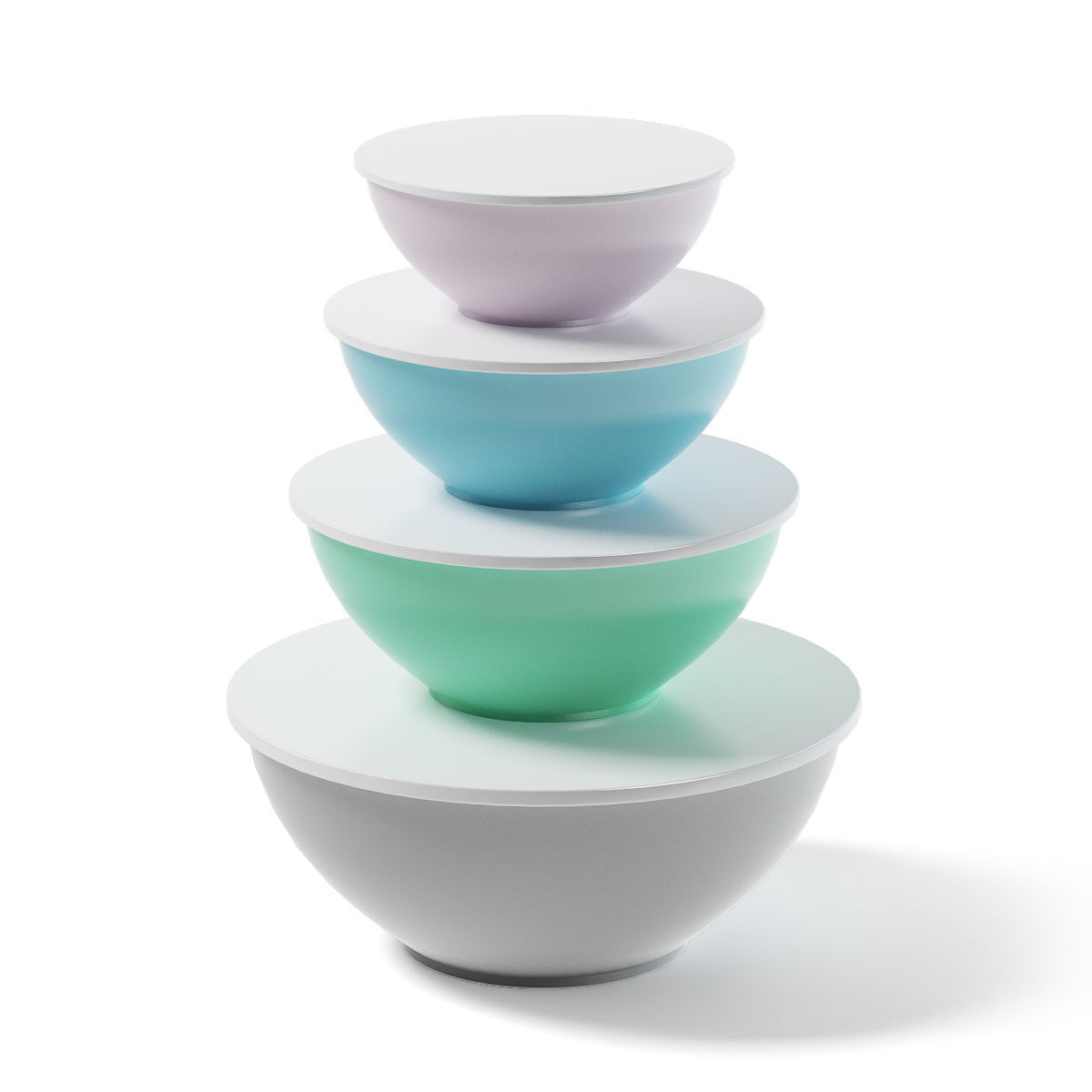 Bowls Set 3D Model four stacked 3D model_2