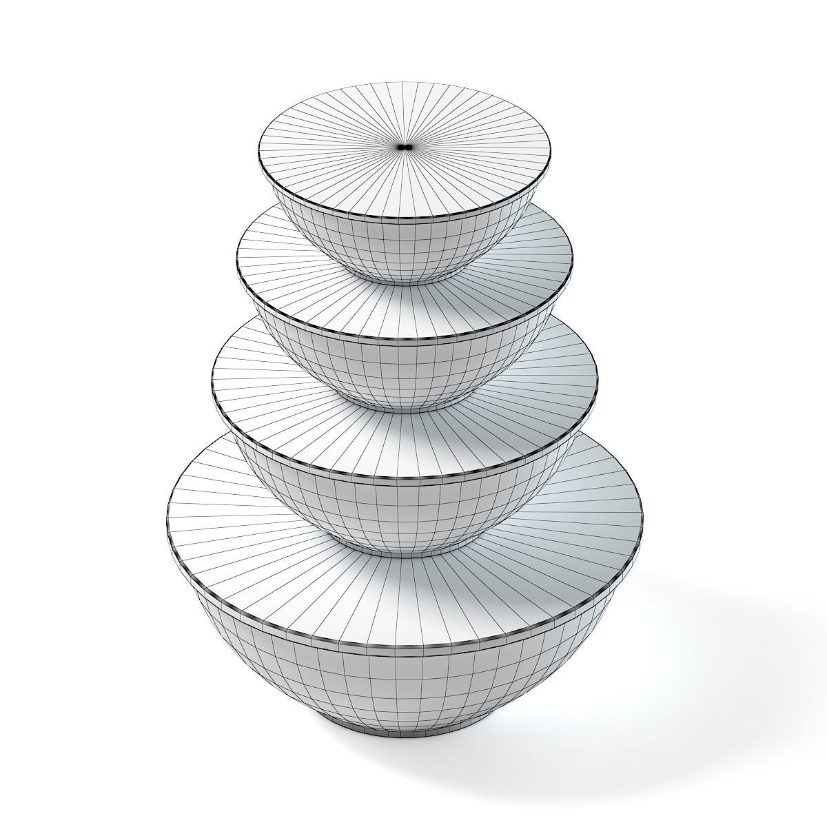 Bowls Set 3D Model four stacked 3D model_5