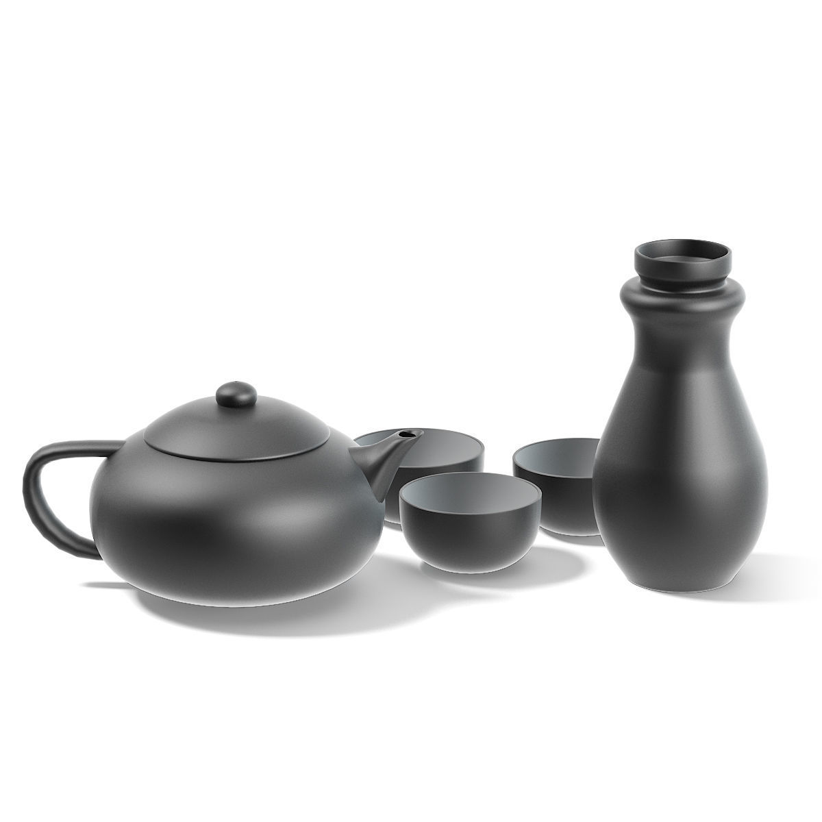 Black Tea Set 3D Model 3D model_1