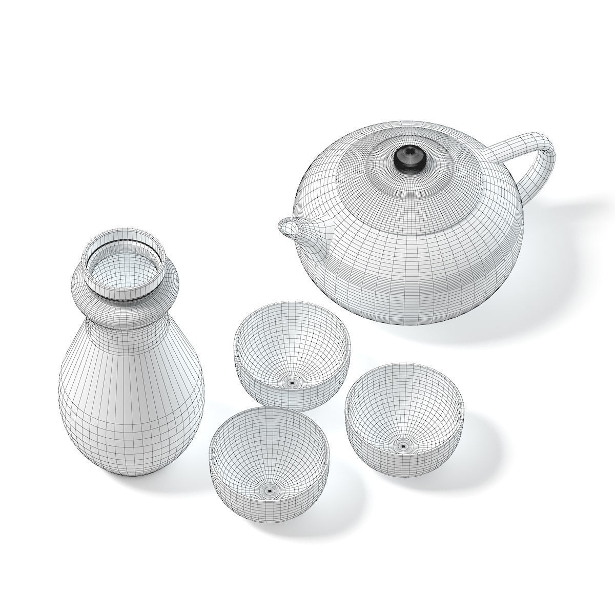 Black Tea Set 3D Model 3D model_4