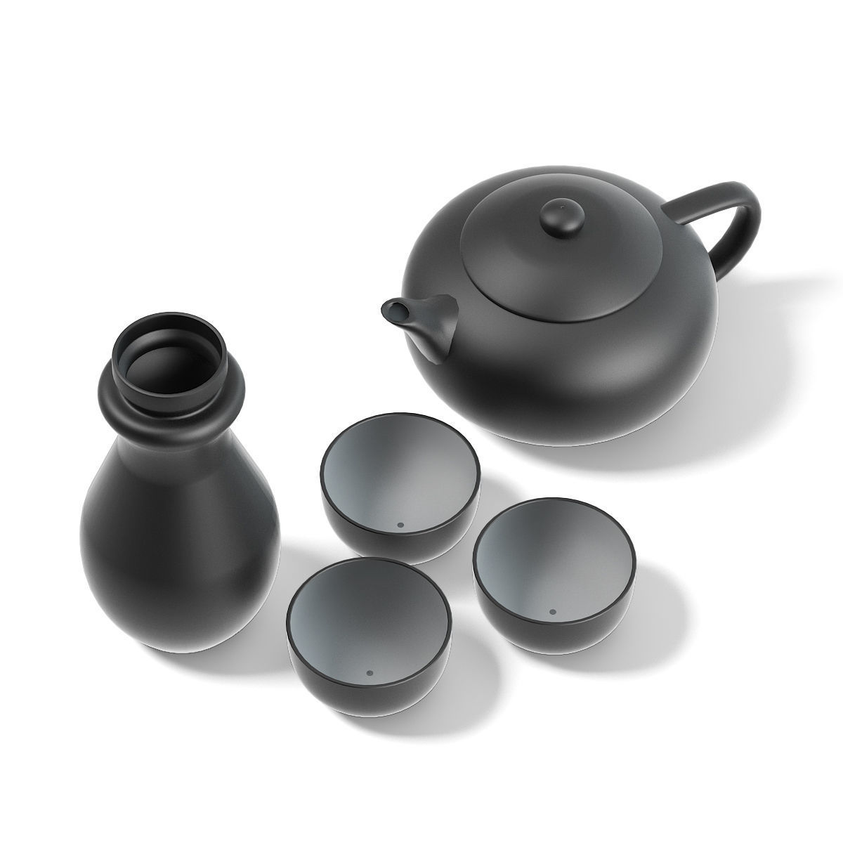 Black Tea Set 3D Model 3D model_2