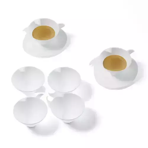 Tea Set 3D Model five coffee cups and saucers 3D model