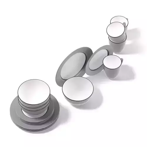 Grey Dishes Set 3D Model