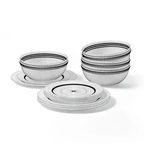 Red Dishes Set 3D Model