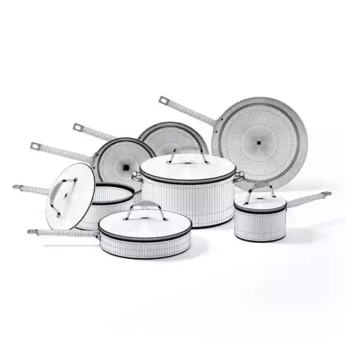 Brown Pots Set 3D Model