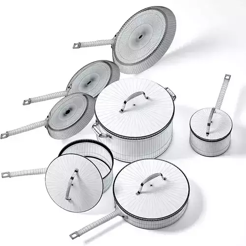 Brown Pots Set 3D Model