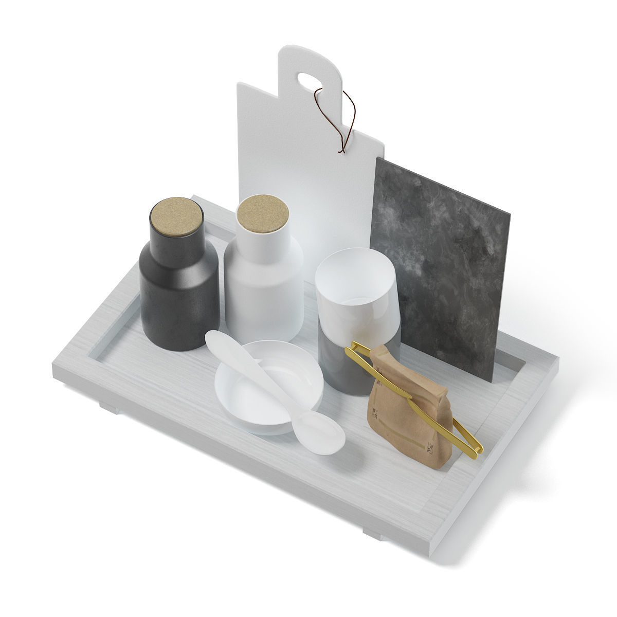 Kitchen Utensils on a Tray 3D Model 3D model_1