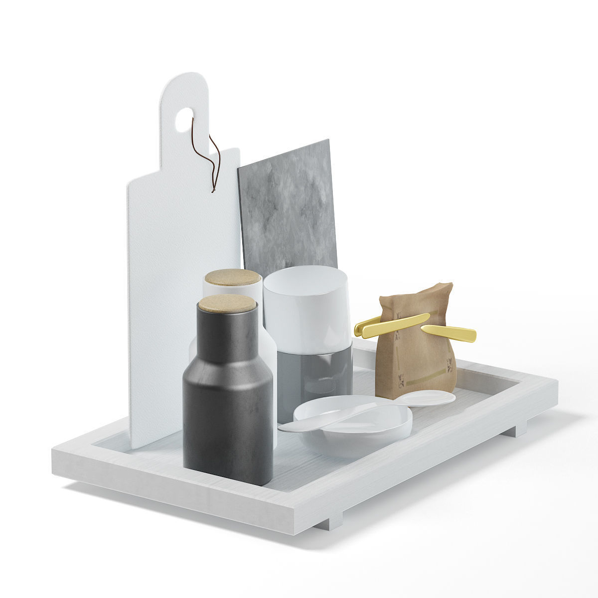 Kitchen Utensils on a Tray 3D Model 3D model_2