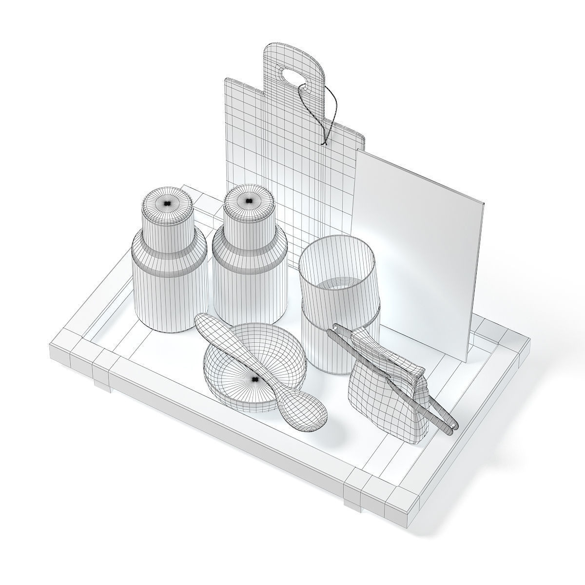 Kitchen Utensils on a Tray 3D Model 3D model_5