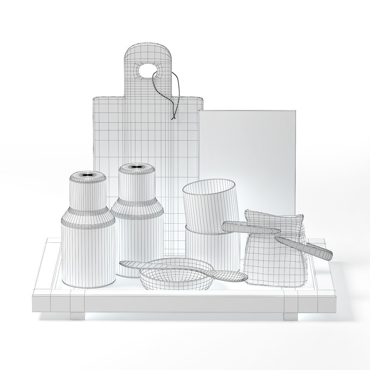 Kitchen Utensils on a Tray 3D Model 3D model_3