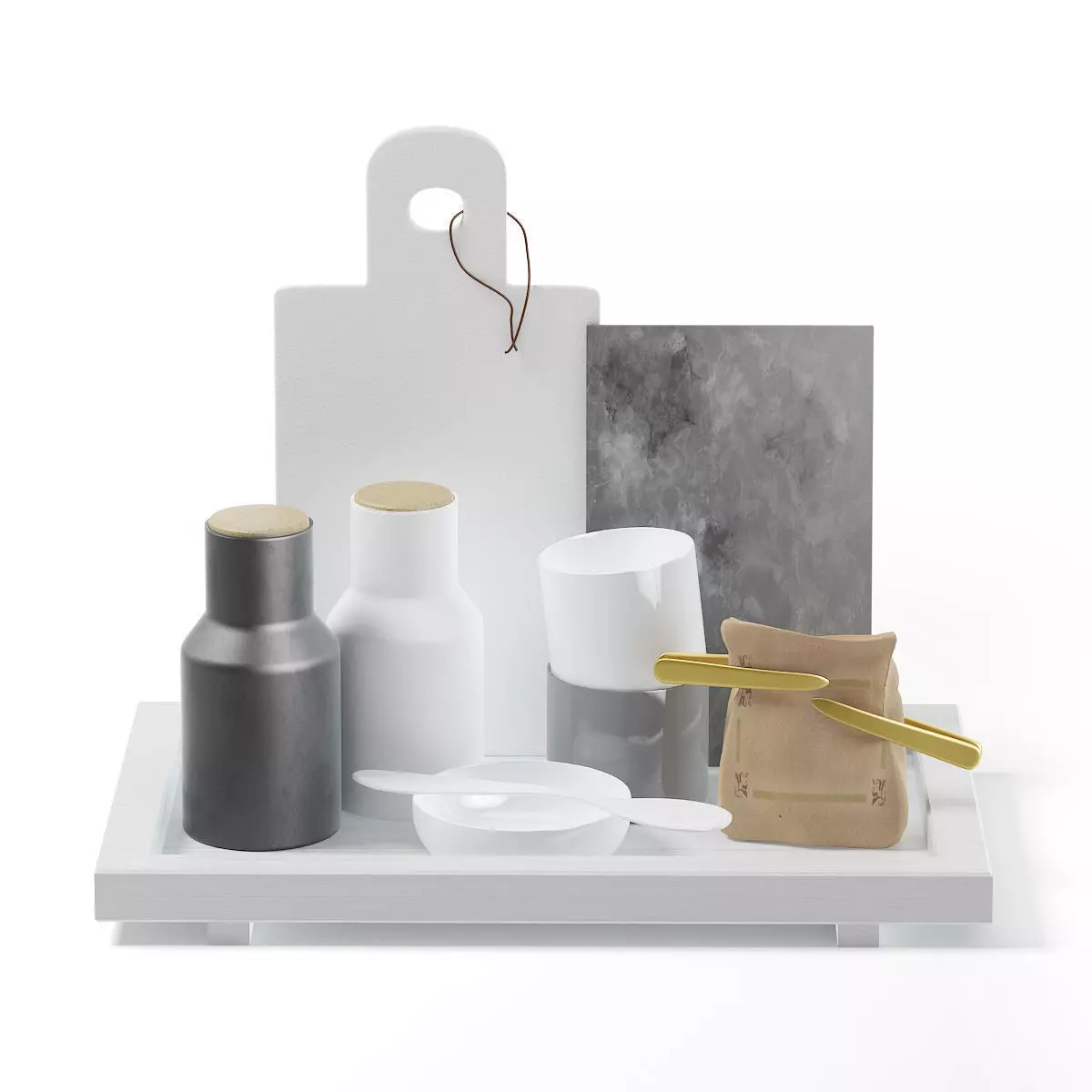 Kitchen Utensils on a Tray 3D Model 3D model_0