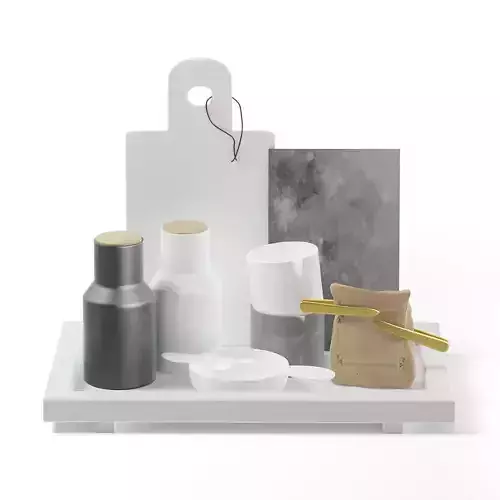 Kitchen Utensils on a Tray 3D Model 3D model
