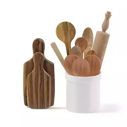 Wooden Kitchen Utensils 3D Model