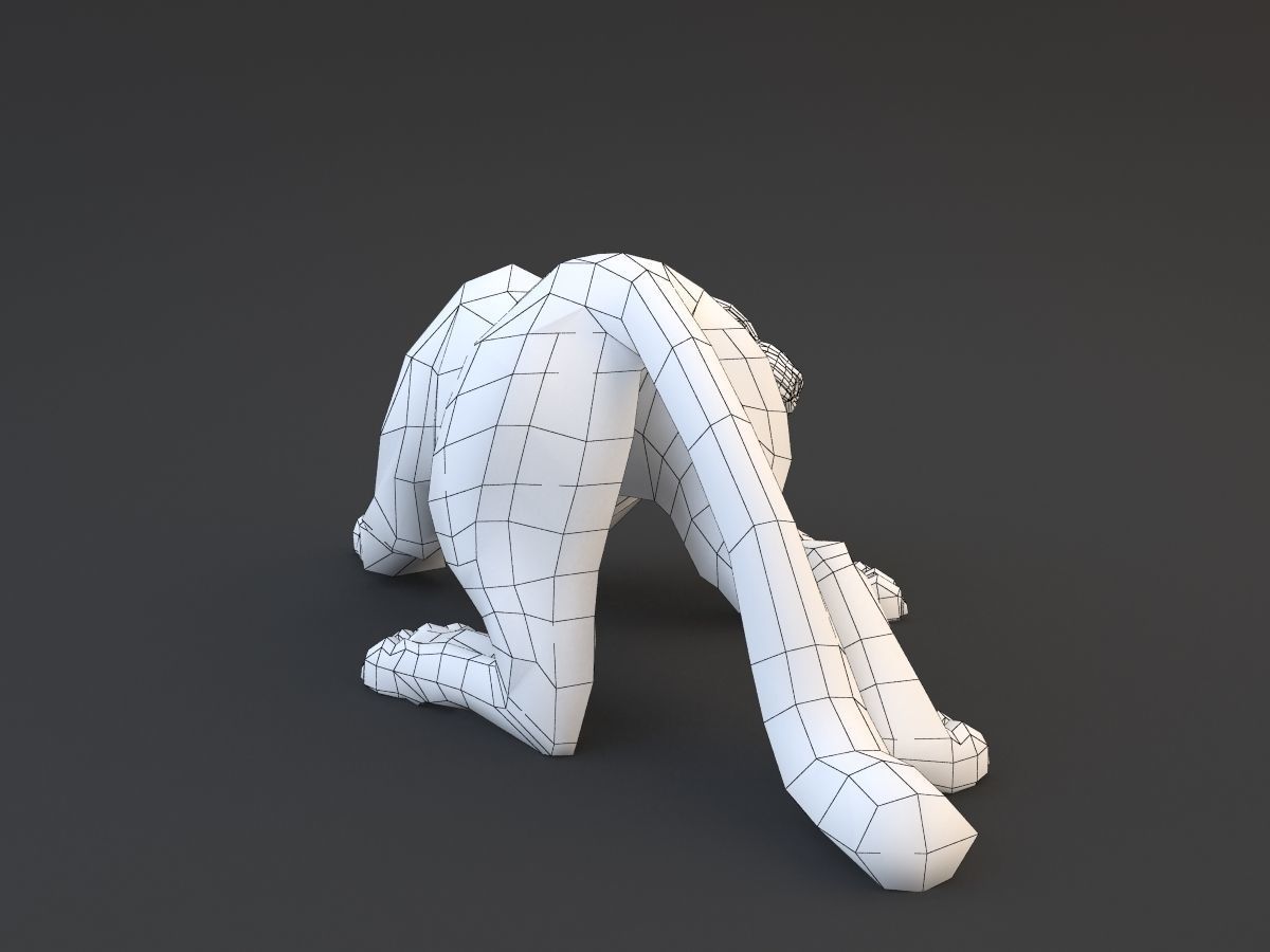 Panther gold leopard statue 3D model_8