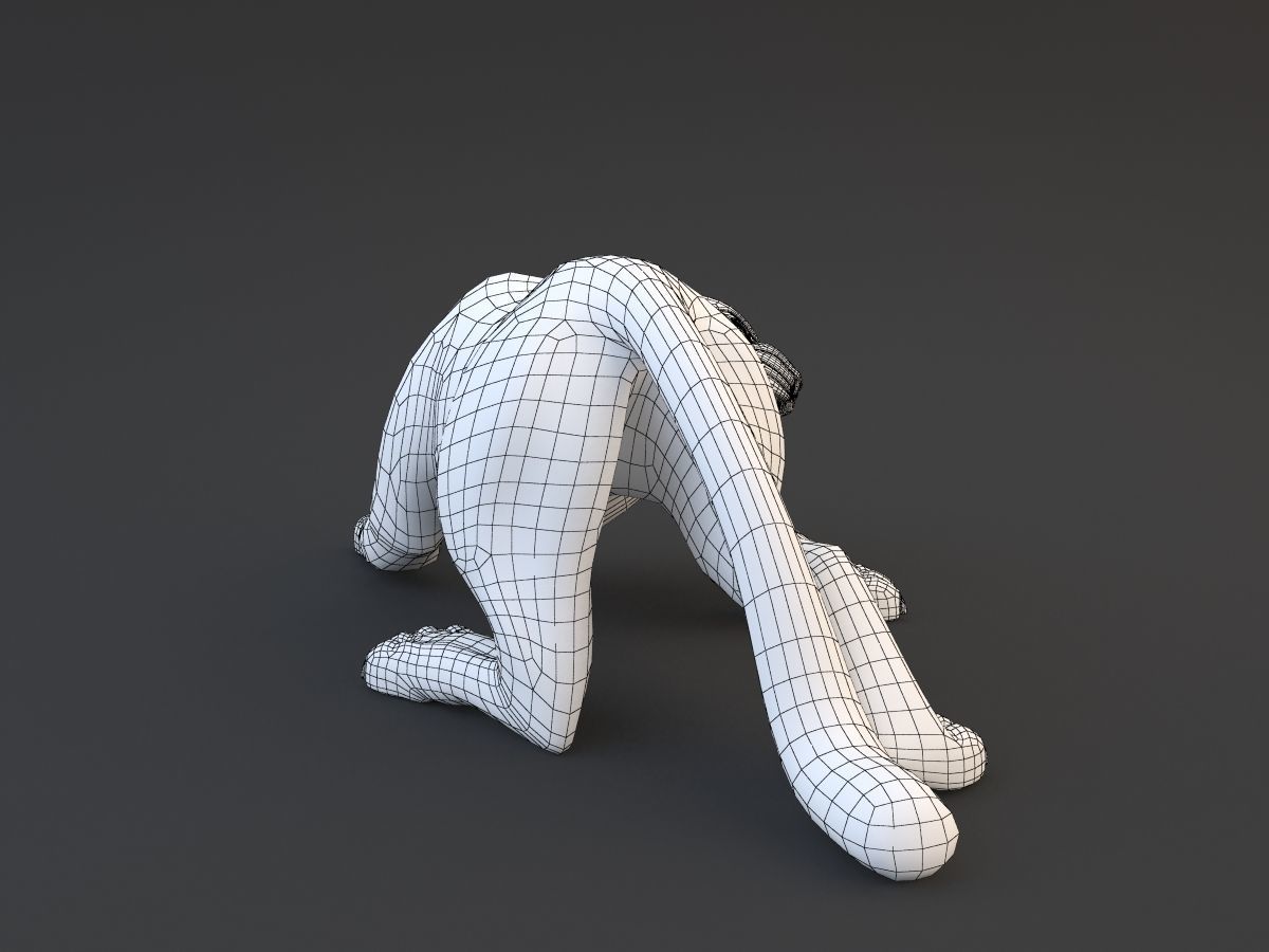 Panther gold leopard statue 3D model_10