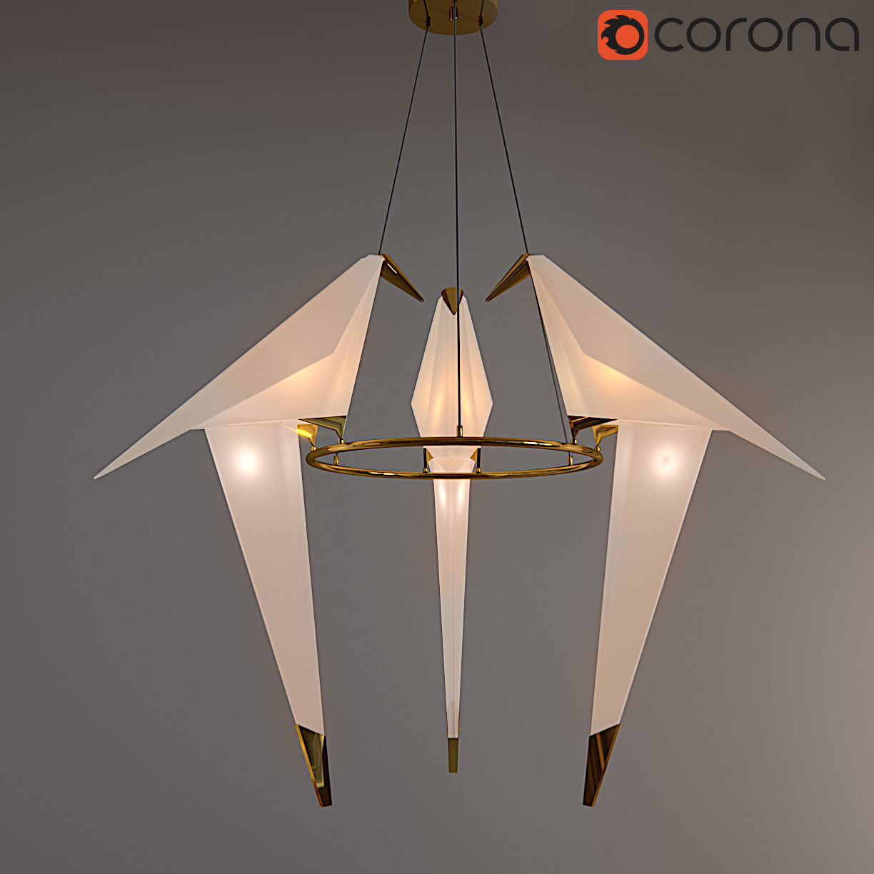 Origami bird light 3D model_2
