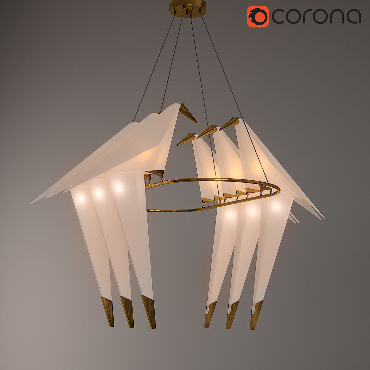 Origami bird light 3D model_1