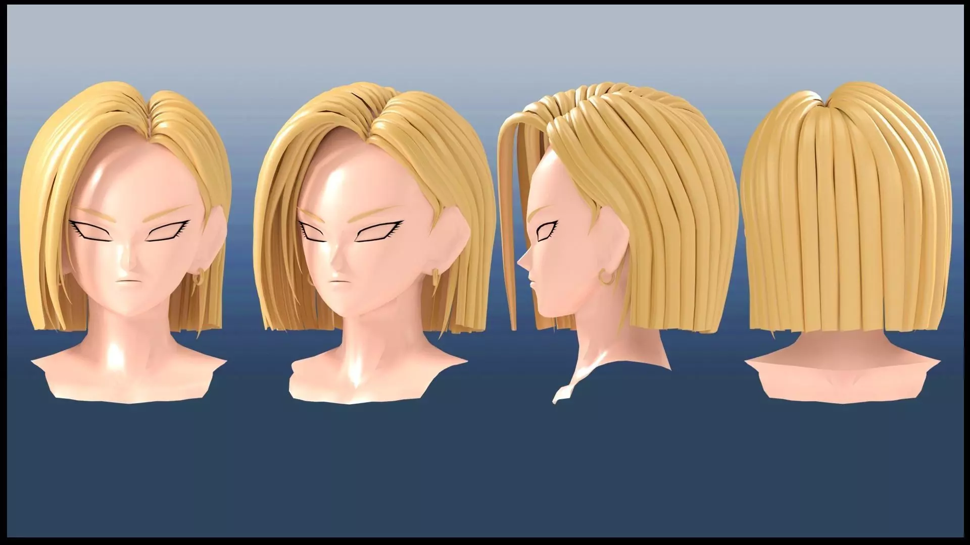 Android 18 hairstyle 3D 3D model_0
