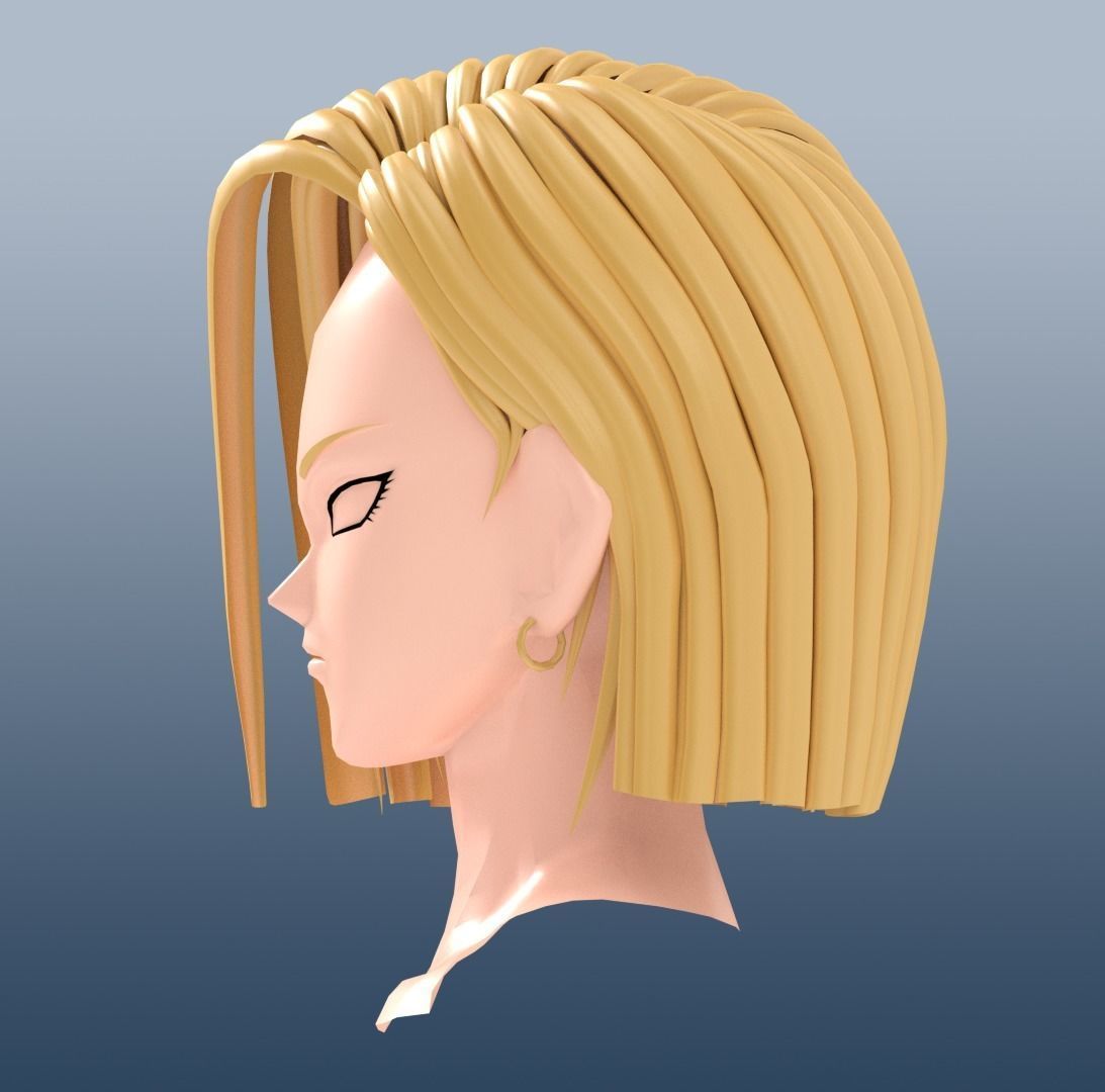 Android 18 hairstyle 3D 3D model_2