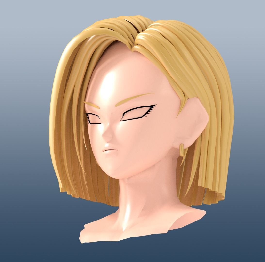 Android 18 hairstyle 3D 3D model_1