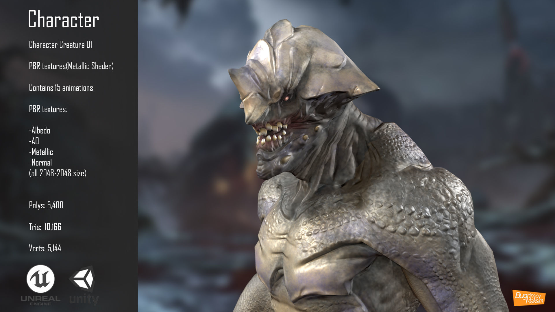 PBR Creature 01 Low-poly 3D model_5