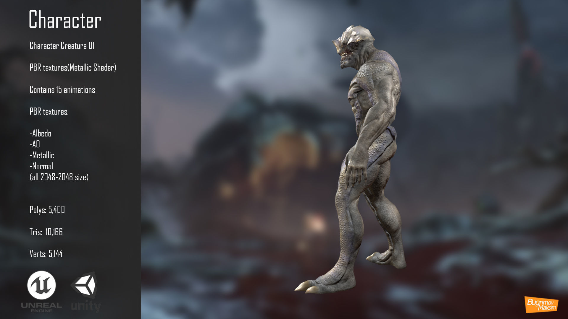 PBR Creature 01 Low-poly 3D model_3