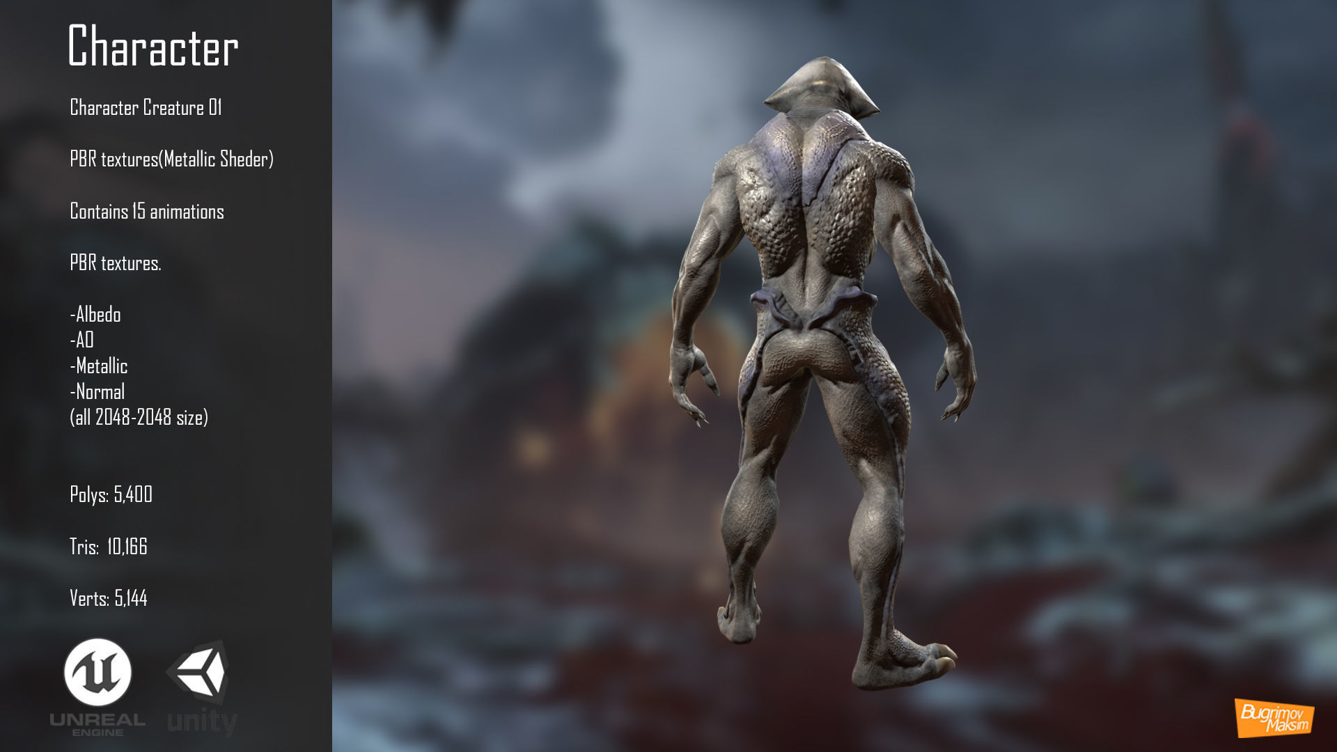 PBR Creature 01 Low-poly 3D model_4