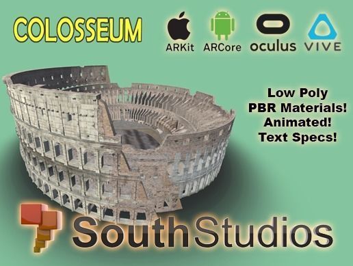 Animated Colosseum AR VR Unity 3dsmax Low-poly 3D model