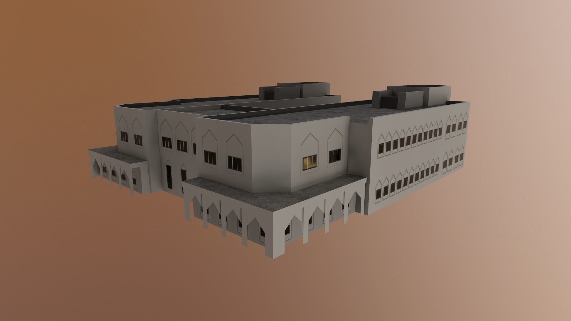 Office of the President Abuja - Aso Villa Low-poly 3D model_1