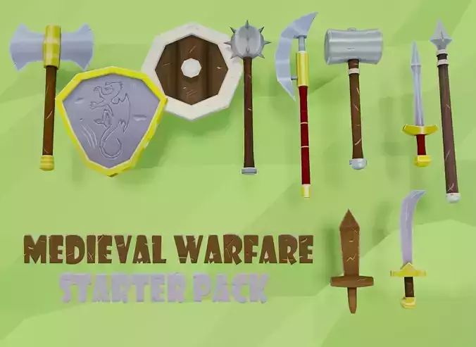 Low Poly Medieval Weapons Pack Low-poly 3D model Low Poly Medieval Weapons Pack Low-poly 3D model