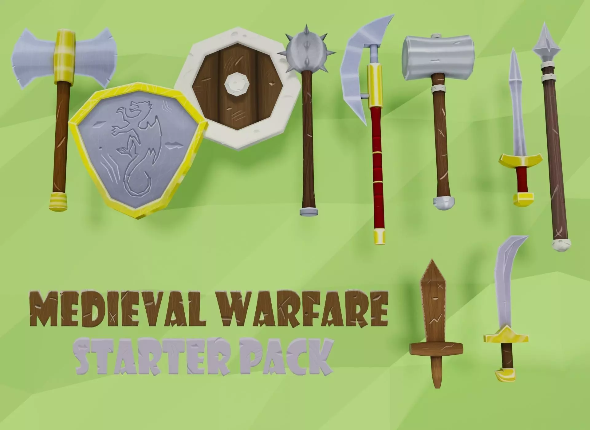 Low Poly Medieval Weapons Pack Low-poly 3D model_0