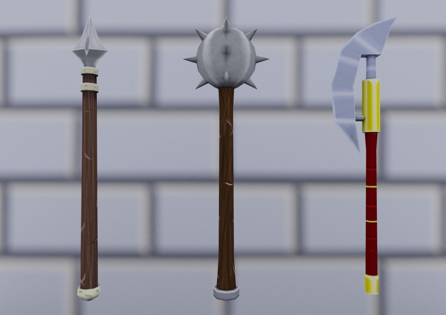 Low Poly Medieval Weapons Pack Low-poly 3D model_16