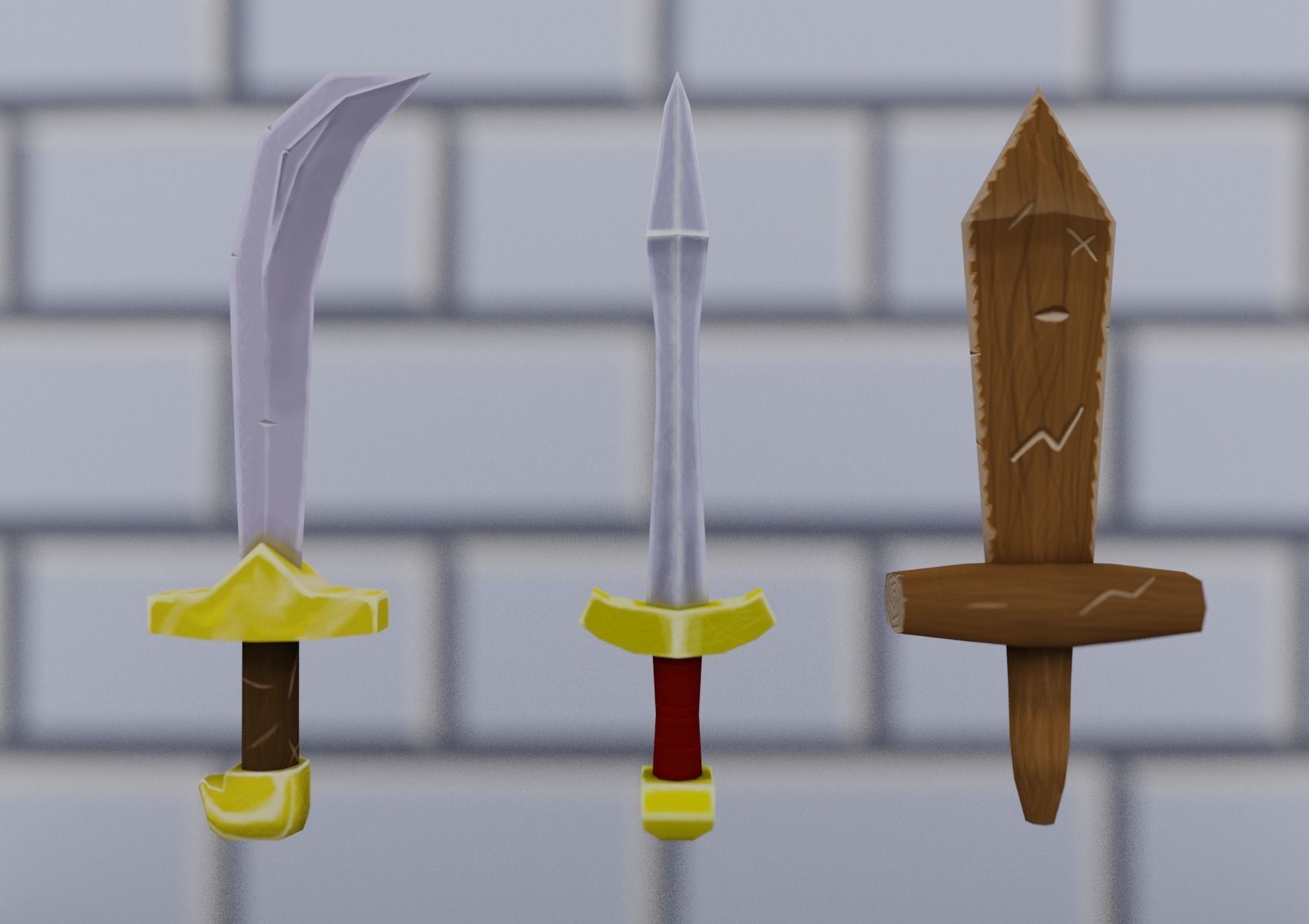 Low Poly Medieval Weapons Pack Low-poly 3D model_15