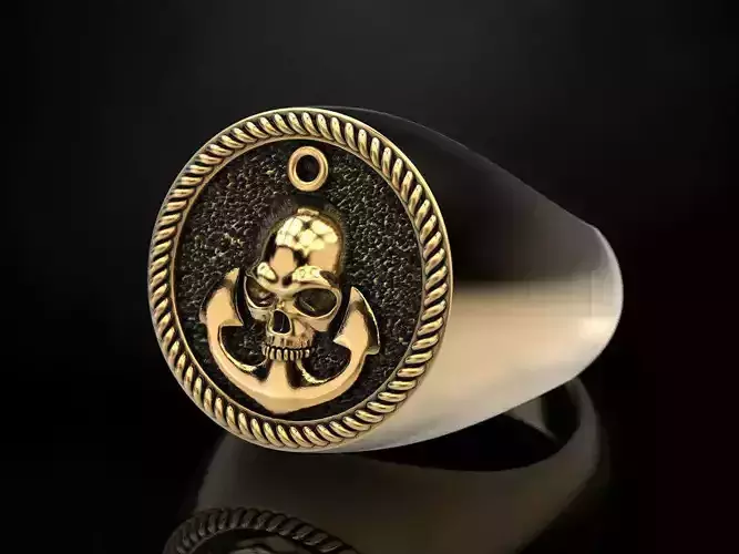 Ring Skull and Anchor 3D print model