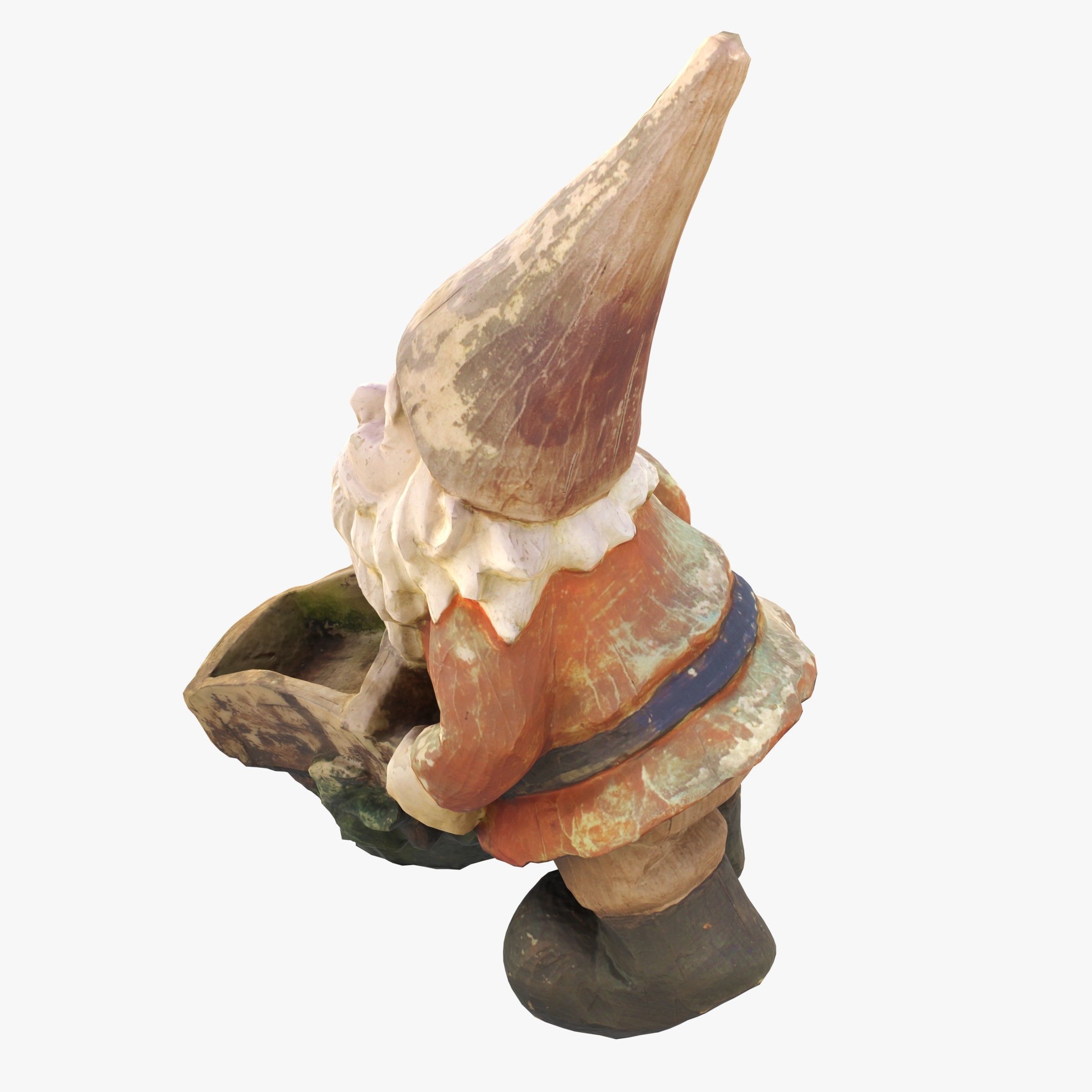 Garden gnome with wheelbarrow Low-poly 3D model_10