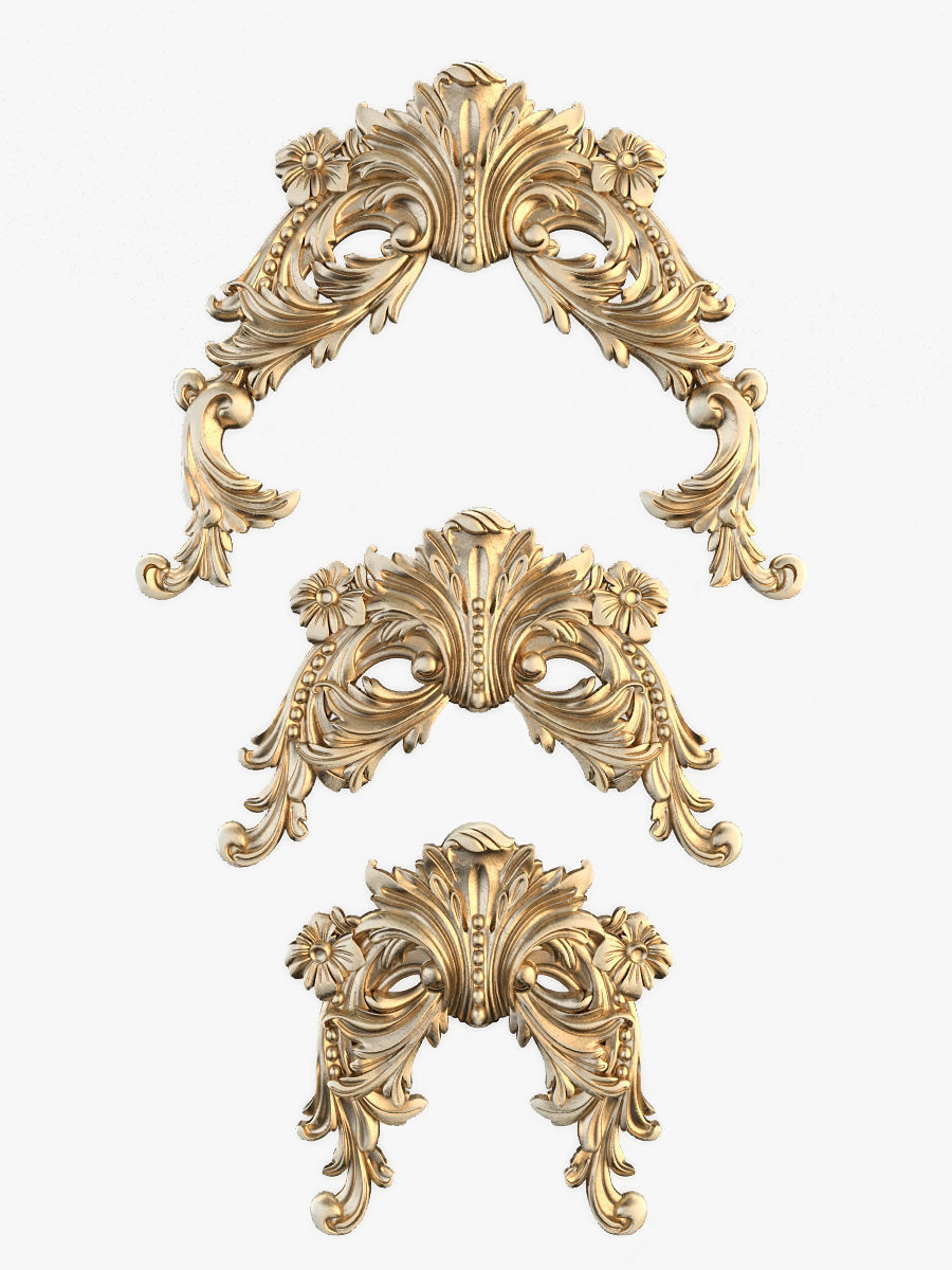 Pattern three ornate masks 3D model_4