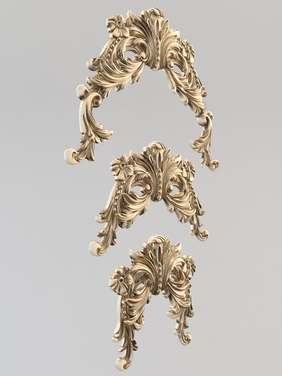 Pattern three ornate masks 3D model_3