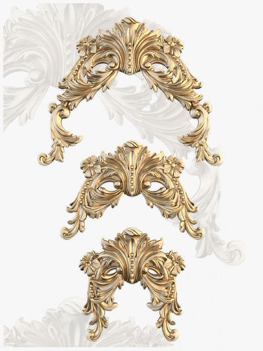 Pattern three ornate masks 3D model