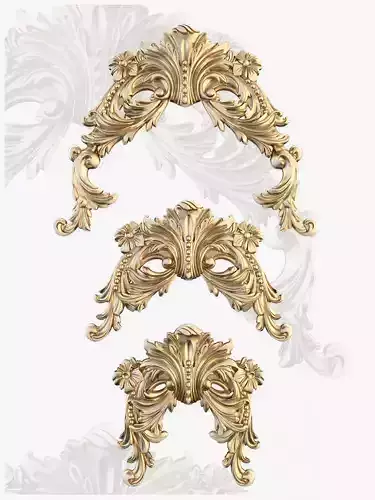 Pattern three ornate masks 3D model
