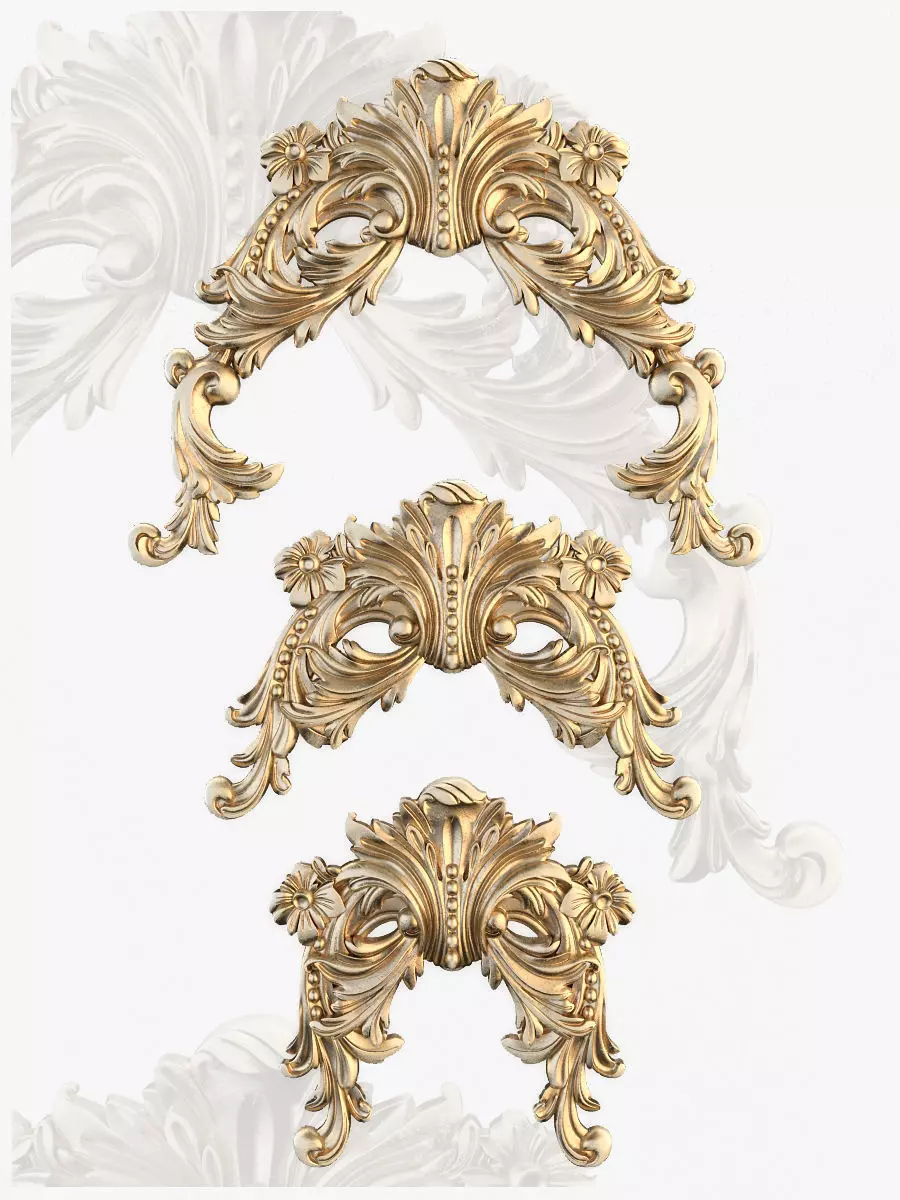 Pattern three ornate masks 3D model_0
