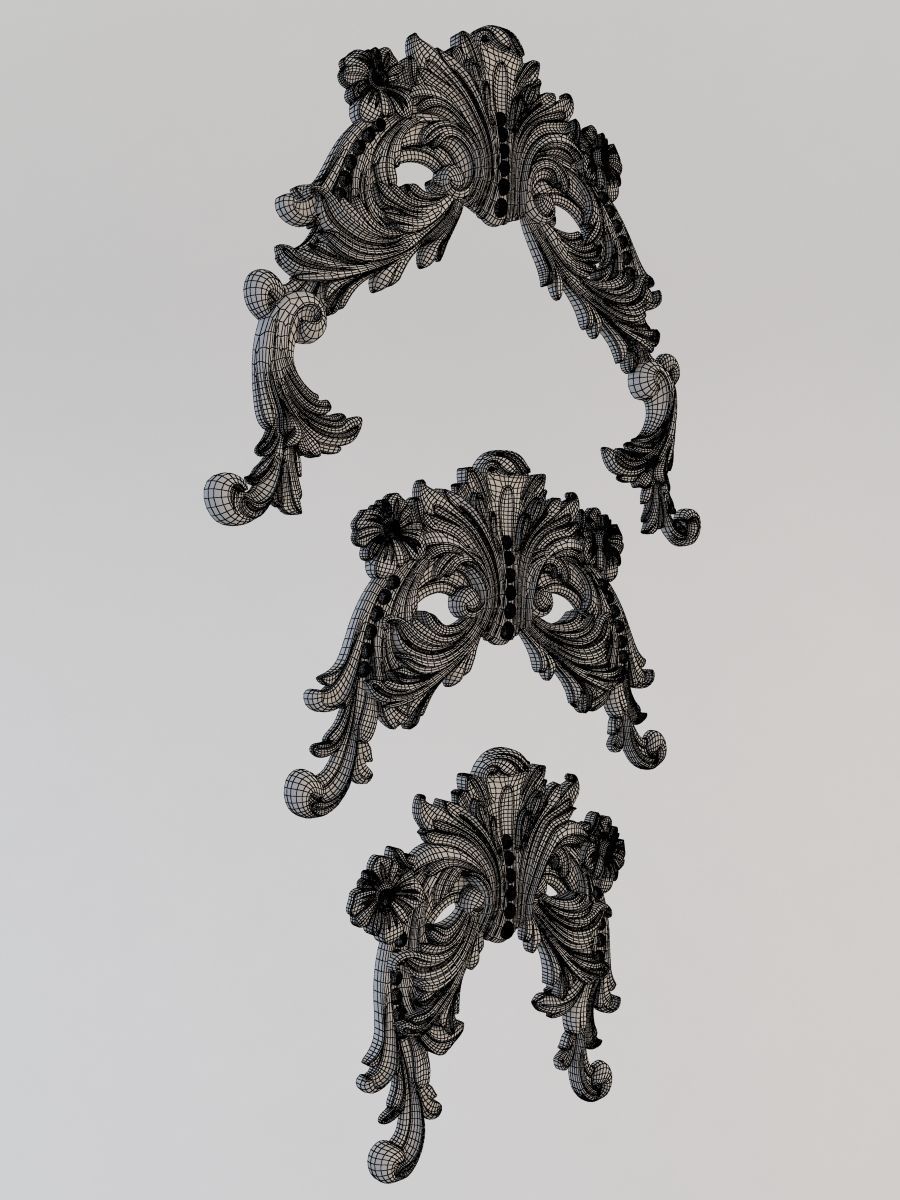 Pattern three ornate masks 3D model_2