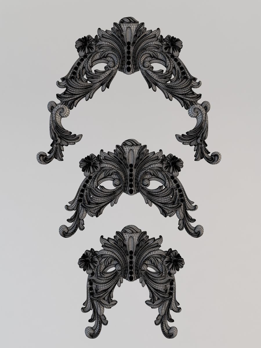 Pattern three ornate masks 3D model_1
