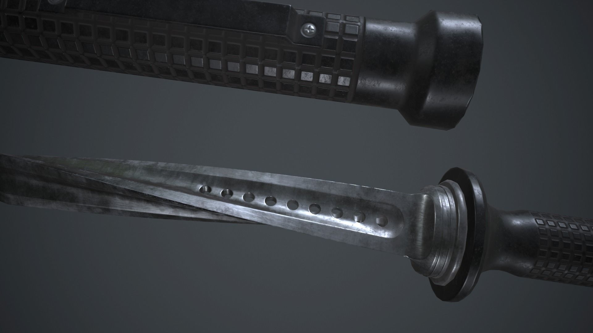 Stainless Steel Jagdkommando Knife PBR Game Ready Low-poly 3D model_11