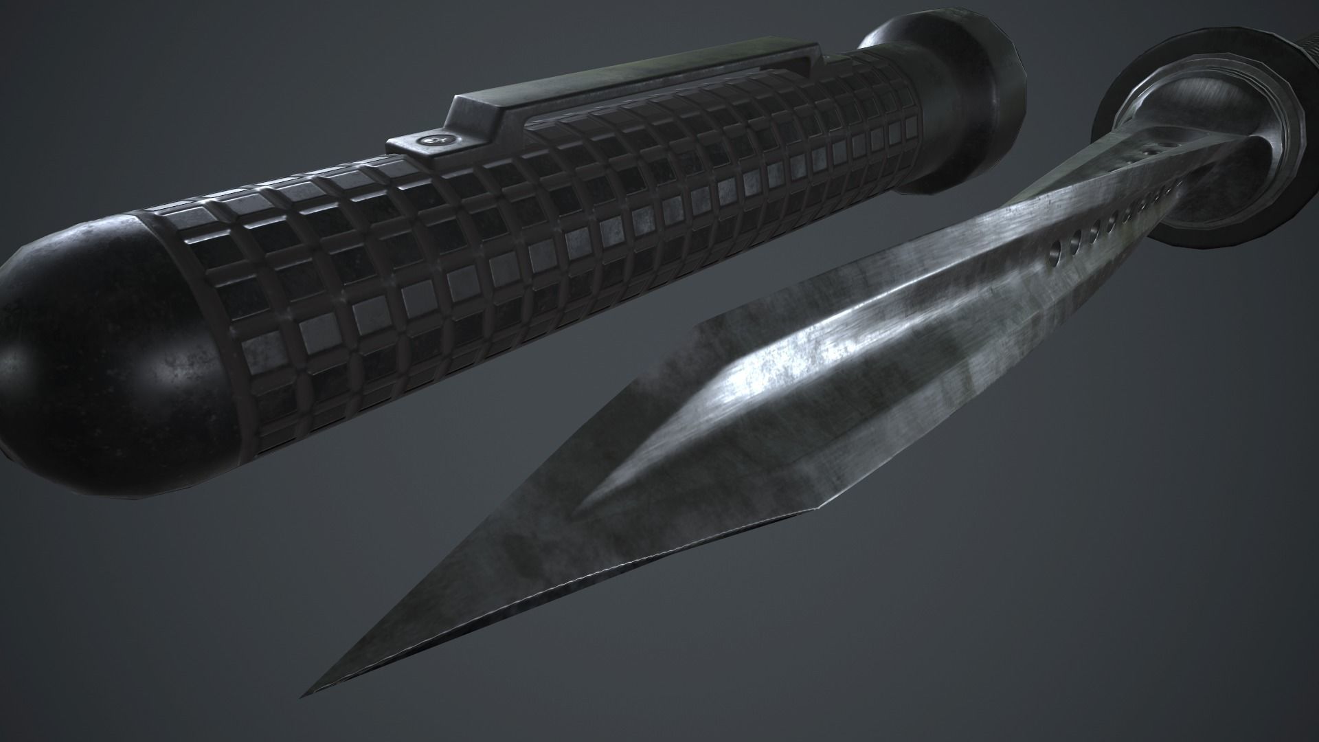 Stainless Steel Jagdkommando Knife PBR Game Ready Low-poly 3D model_12