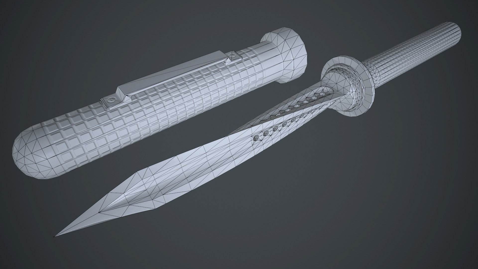 Stainless Steel Jagdkommando Knife PBR Game Ready Low-poly 3D model_19