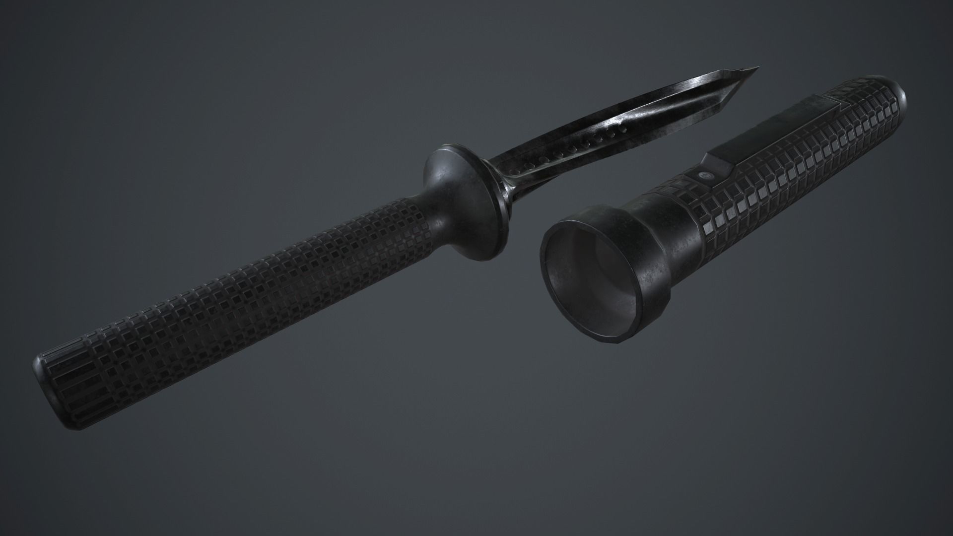 Stainless Steel Jagdkommando Knife PBR Game Ready Low-poly 3D model_9