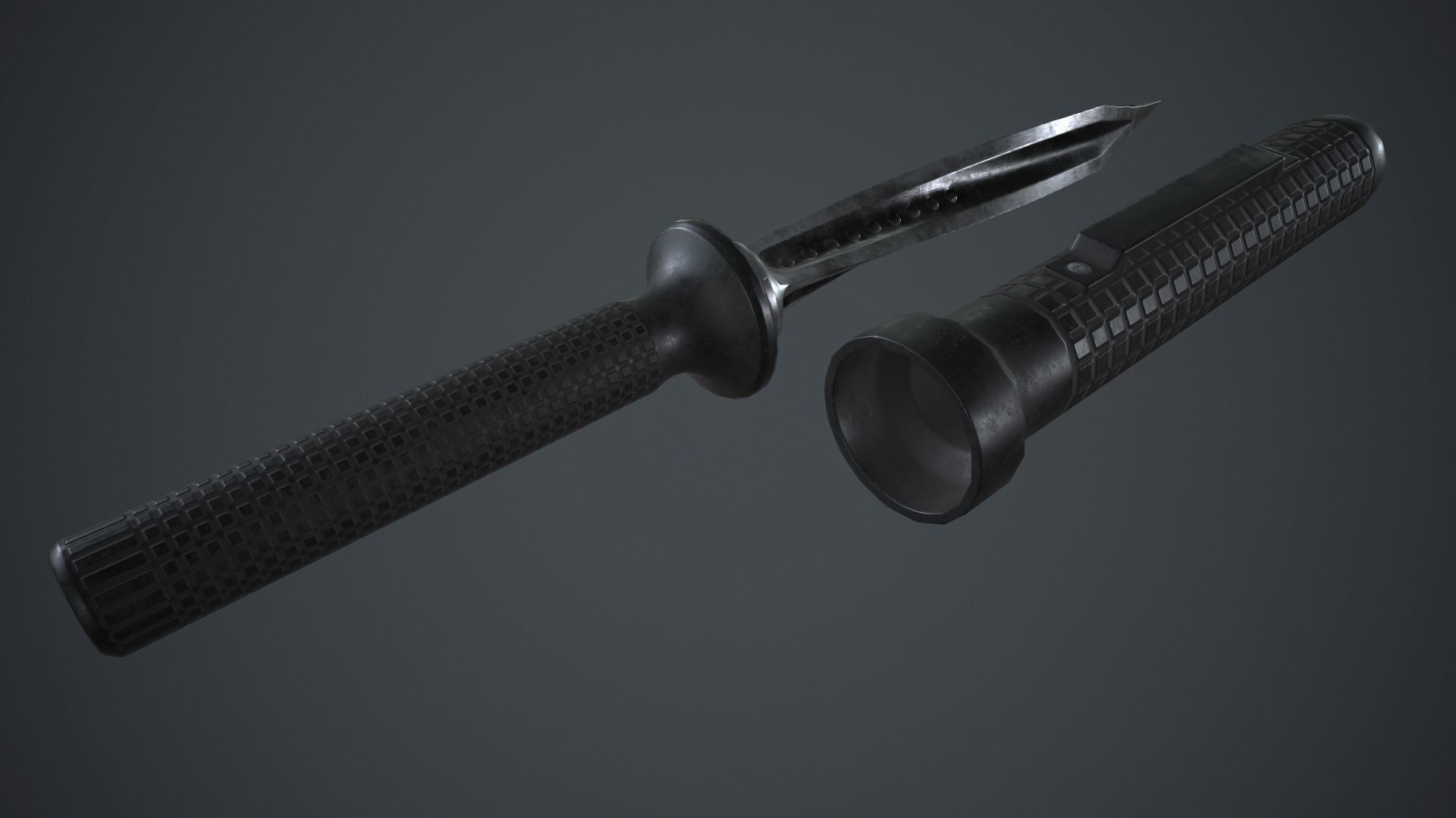 Stainless Steel Jagdkommando Knife PBR Game Ready Low-poly 3D model_8