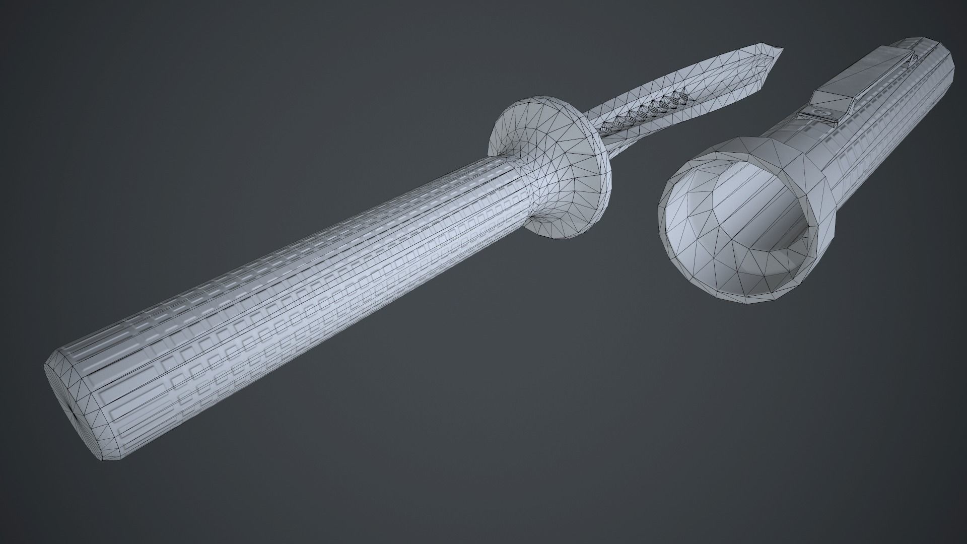 Stainless Steel Jagdkommando Knife PBR Game Ready Low-poly 3D model_21