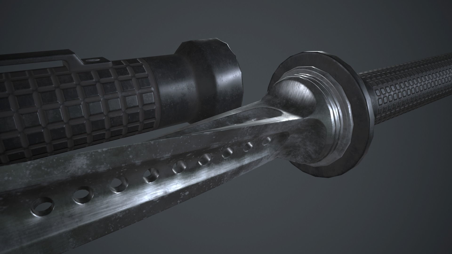 Stainless Steel Jagdkommando Knife PBR Game Ready Low-poly 3D model_13