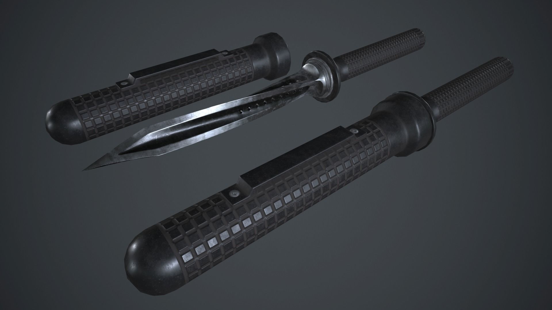 Stainless Steel Jagdkommando Knife PBR Game Ready Low-poly 3D model_1